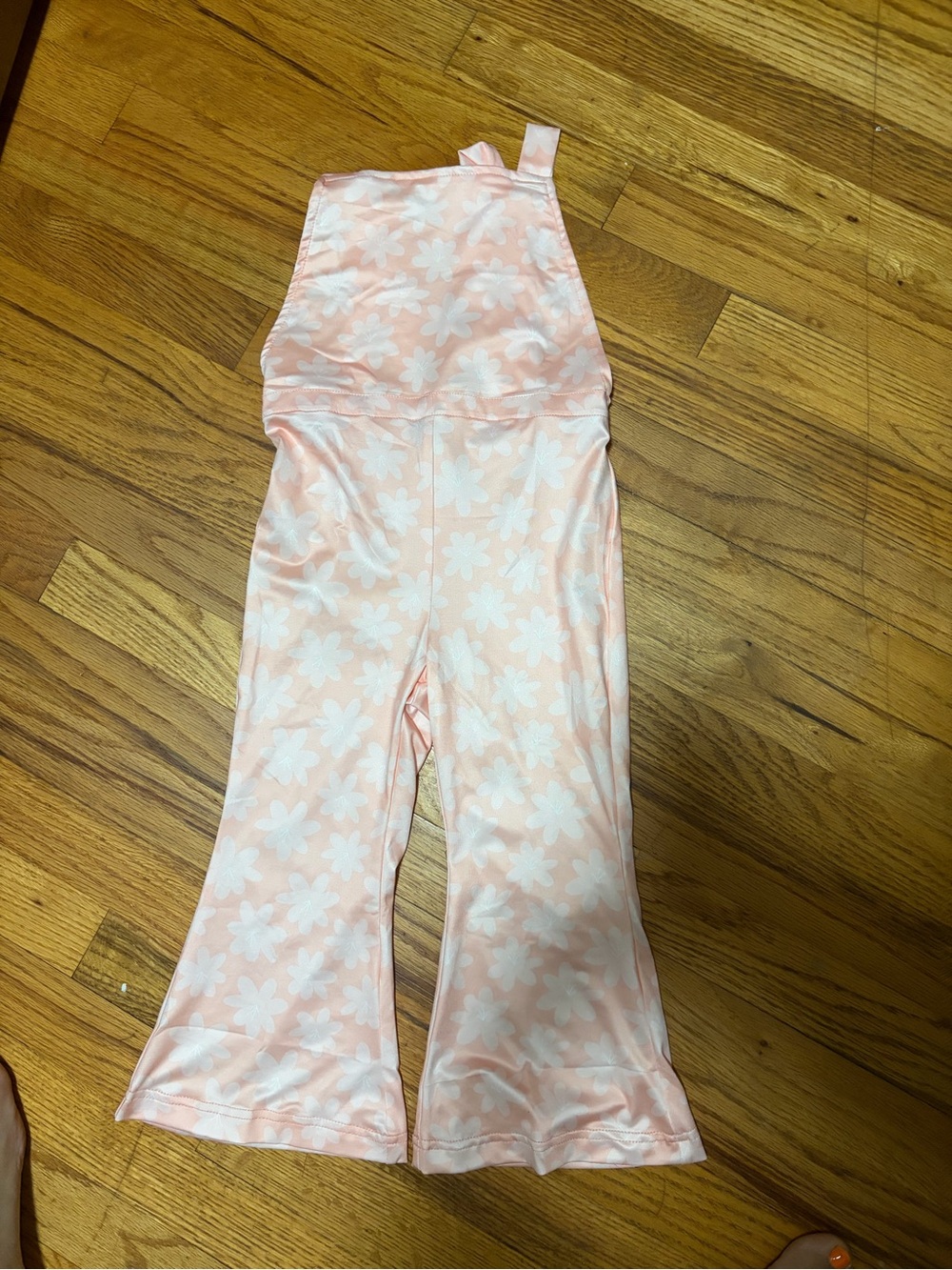 Girls' Light Pink Floral Halter Romper Jumpsuit